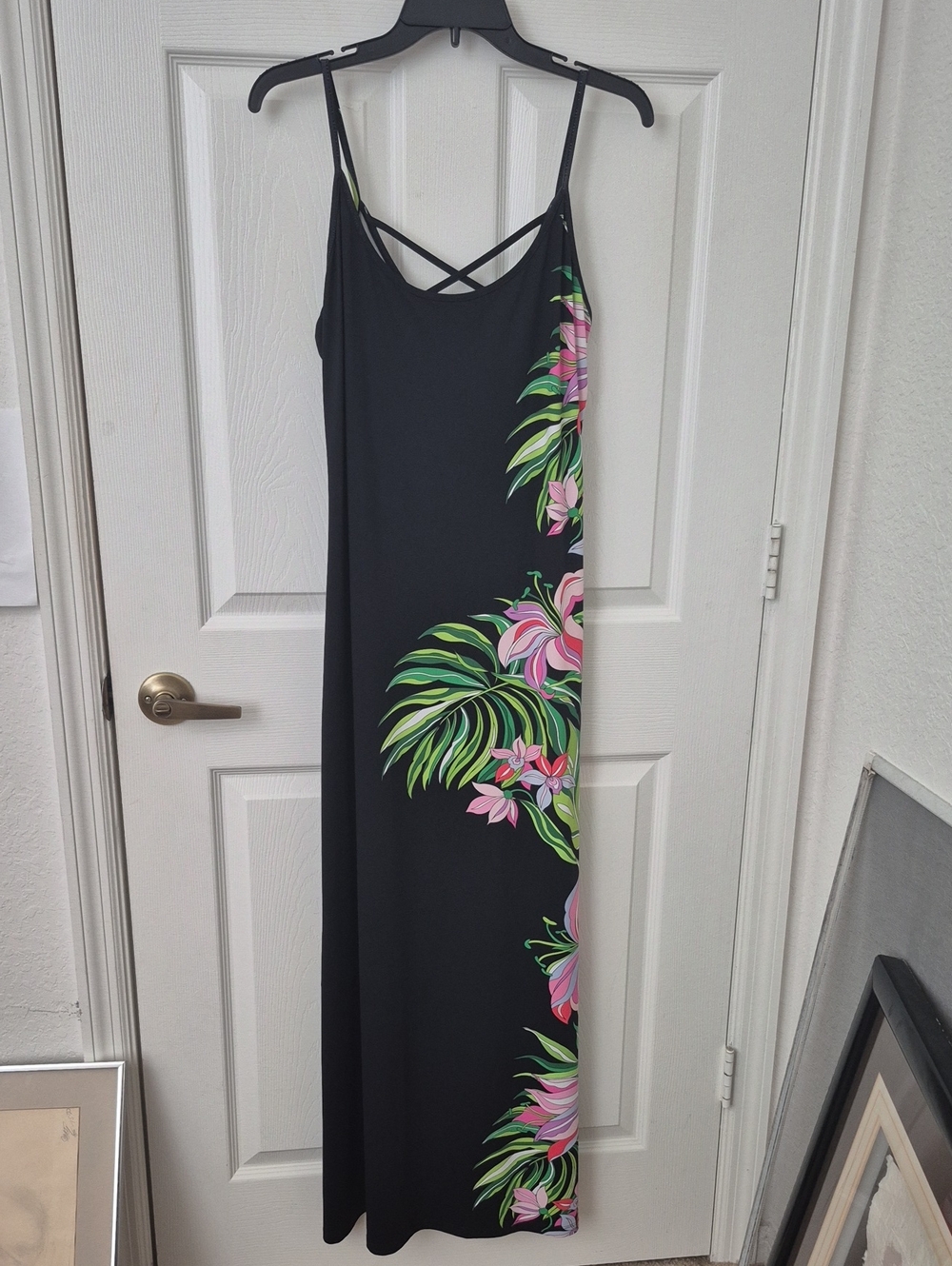 Nwt Jean Pierre Klifa Spaghetti Dress/ Maxi Dress Lusious Orchids.